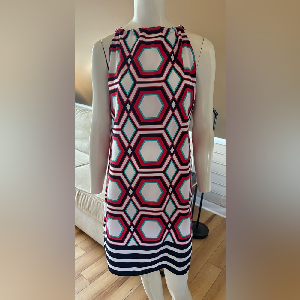 Crown & Ivy Lost in Capri Sleeveless Halter Shift Dress Tie Neck Size Medium